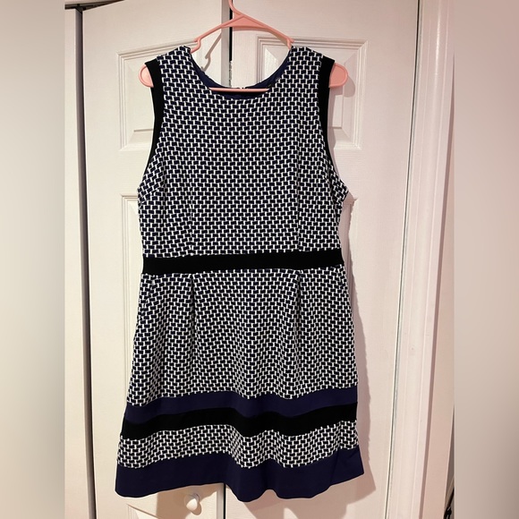 Blue Patterned Work Dress - Picture 1 of 2